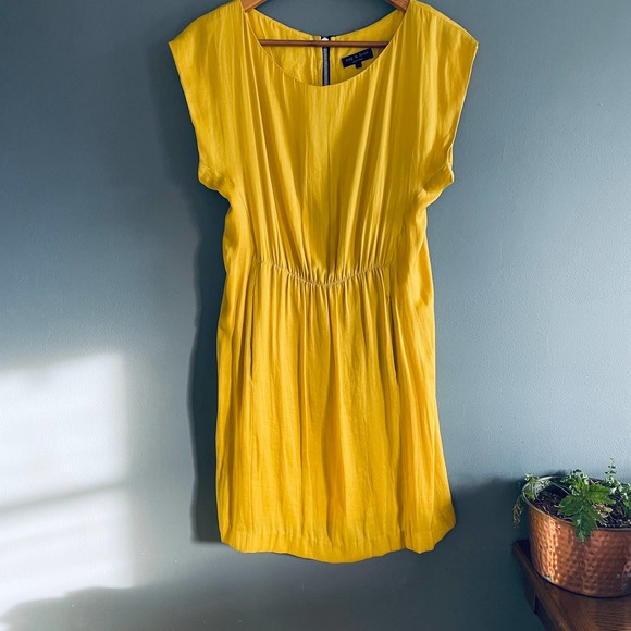 rag & bone Dresses & Skirts - Rag & Bone Silk Dress 2 XS Yellow Zip Back Pockets